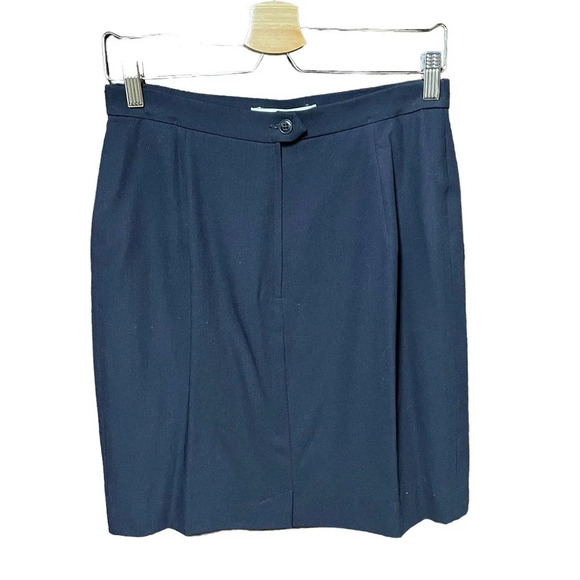 MaxMara Navy Blue Classic Virgin Wool Pencil Skirt Size US 10 - Picture 1 of 6